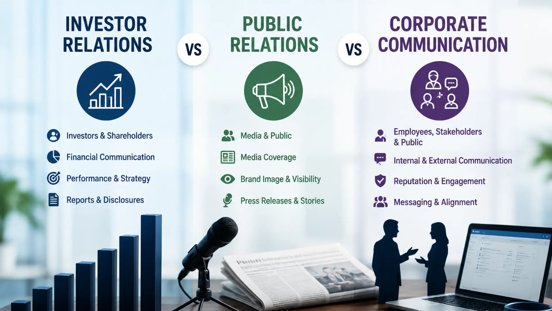 Investor Relations vs PR vs Corporate Communication: